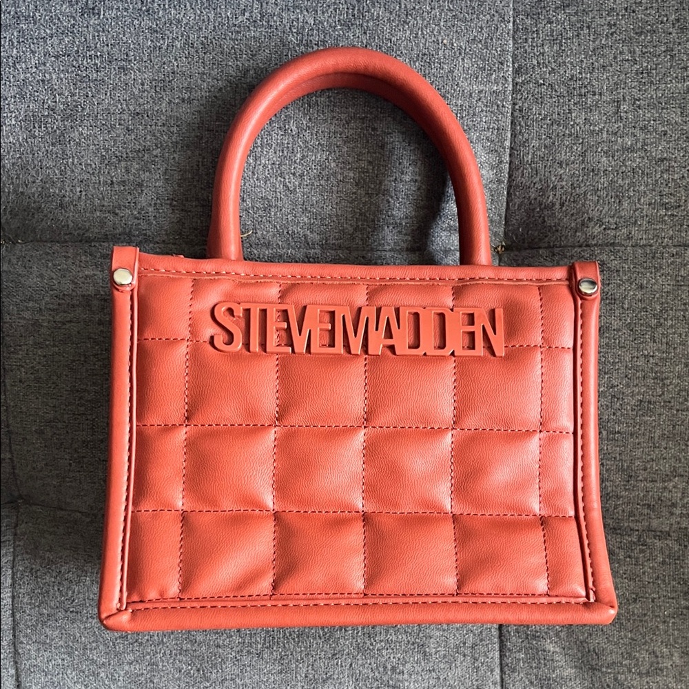 Steve Madden Quilted Tote in Vibrant Orange